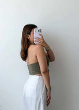 Size M-L Olive Halter Wrap Top