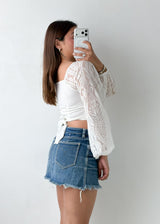 Size XS-S White Lace Wrap Crop Top
