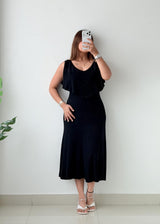 Size S-M Black Cape Sleeve Maxi Dress