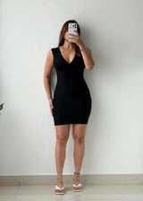 Size XS-S Black Bandage Ribbed Mini Dress
