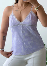 Size S-M, Floral Lace Trim Cami Top