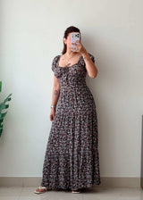 Size XS-S Black Floral Maxi Dress