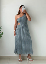 Size XS-S Grey Ribbed Cutout Midi Dress