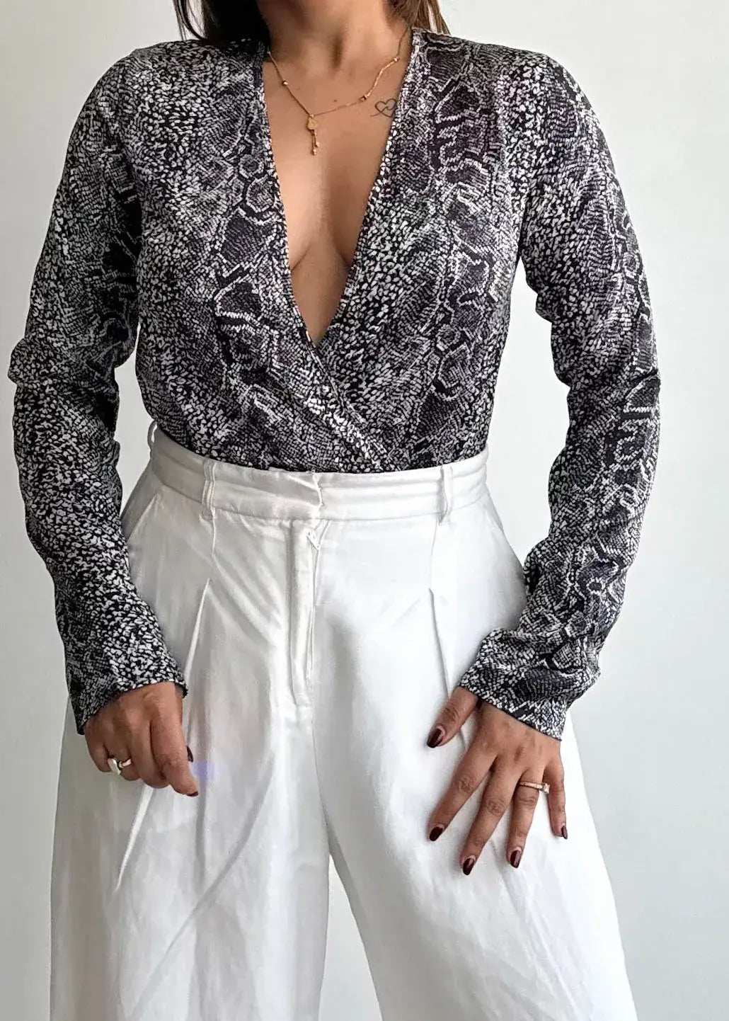 SIZE XS-S, Printed Satin BodySuit - Closet by Payal
