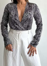 SIZE XS-S, Printed Satin BodySuit - Closet by Payal