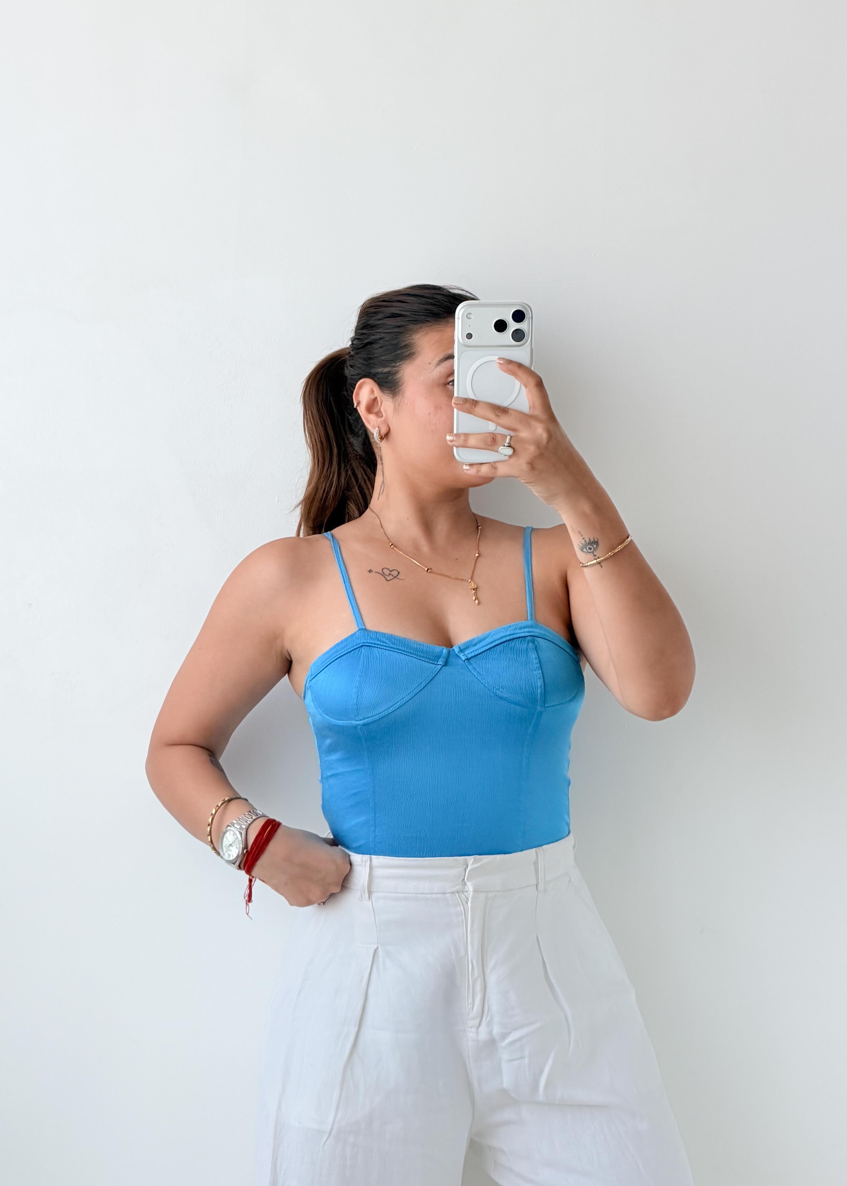 Size XS Sky Blue Corset Bodysuit