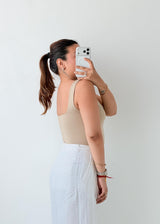 Size S-M Beige Square Neck Bodysuit
