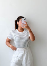 Size M-L White Stripe Fitted Top