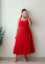 Size XS-S & L-XL Red Tiered Maxi Dress