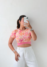 Size XS-S Pink Floral Crop Top
