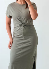 Size S-M Sage Twist Front Maxi Dress