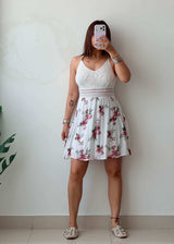 Size S-M Cotton Lace & Floral Fit Mini Dress