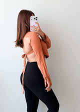Size XS-S Peach Cropped Shirt Top