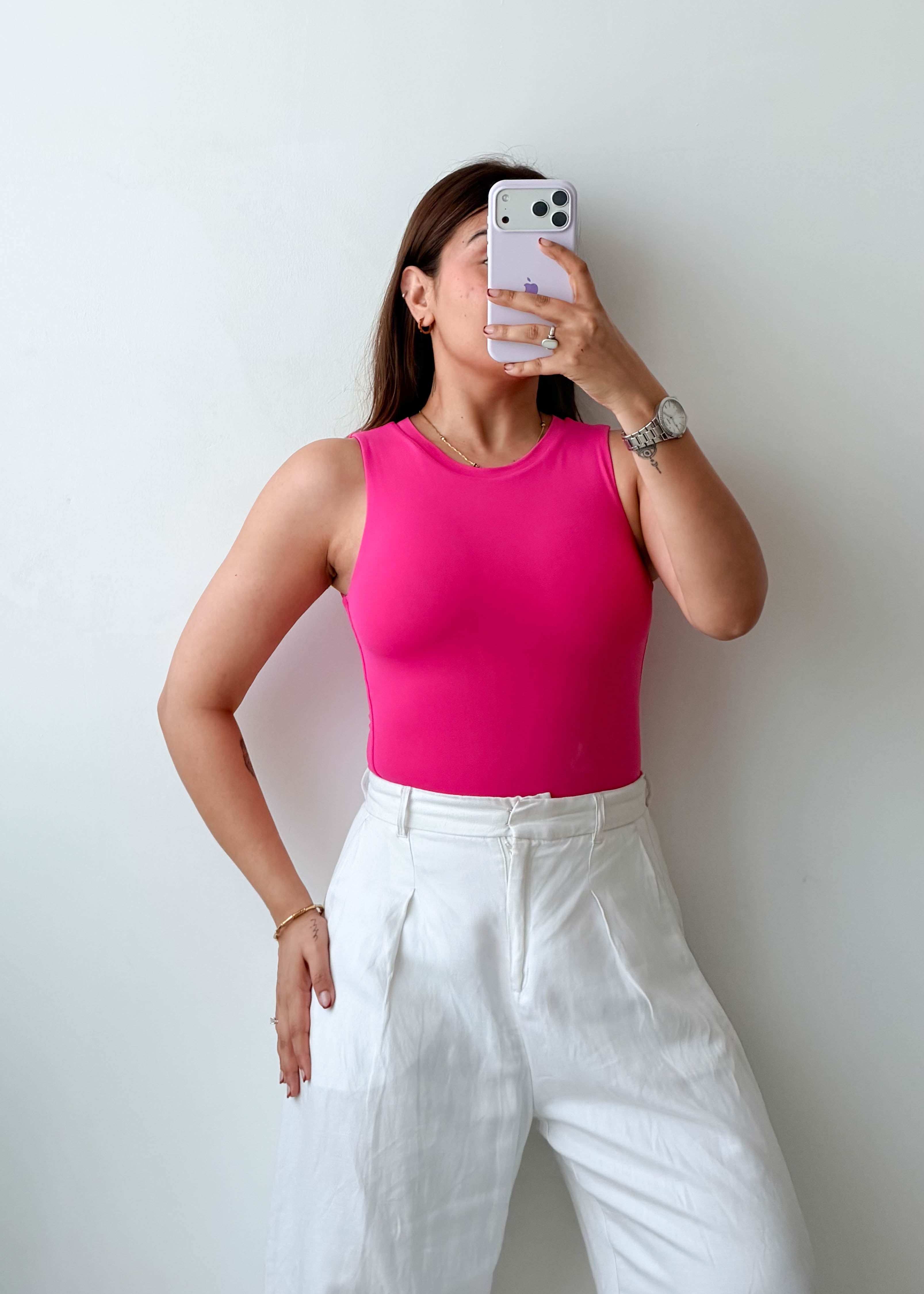 Size XS Hot Pink High Neck Bodysuit