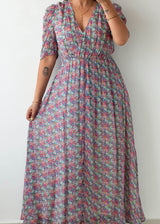 Size M-L Pink Floral Wrap Maxi Dress