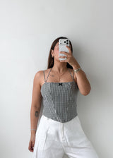 Size S-M Black & White Gingham Corset Top