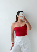 Size M Red One Shoulder Bodysuit
