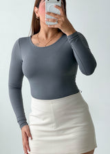 Size S-M Slate Grey Long Sleeve Bodysuit