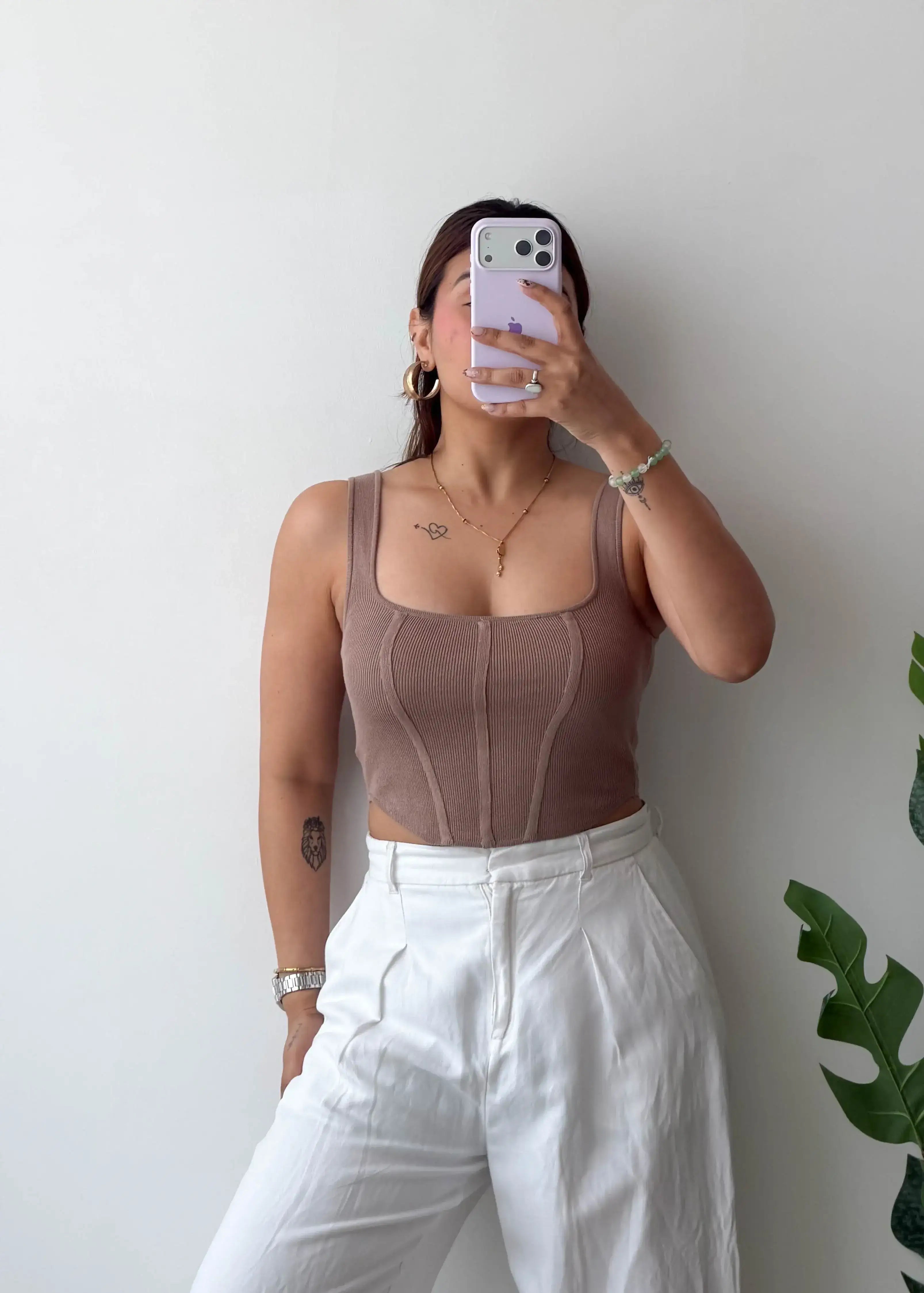 Size XS-S, Brown Corset Style Crop Top