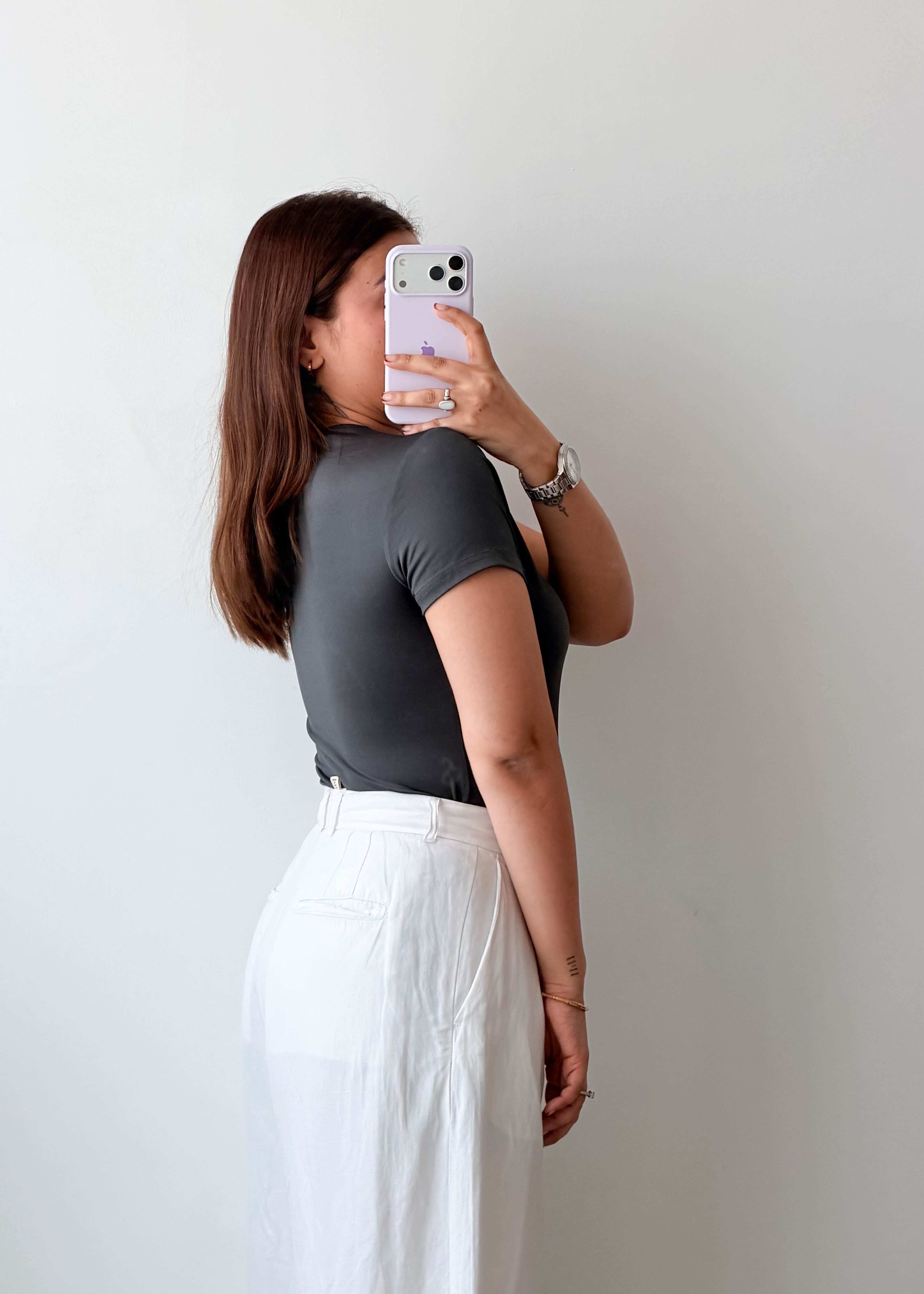 Size M Charcoal Crew Neck Bodysuit