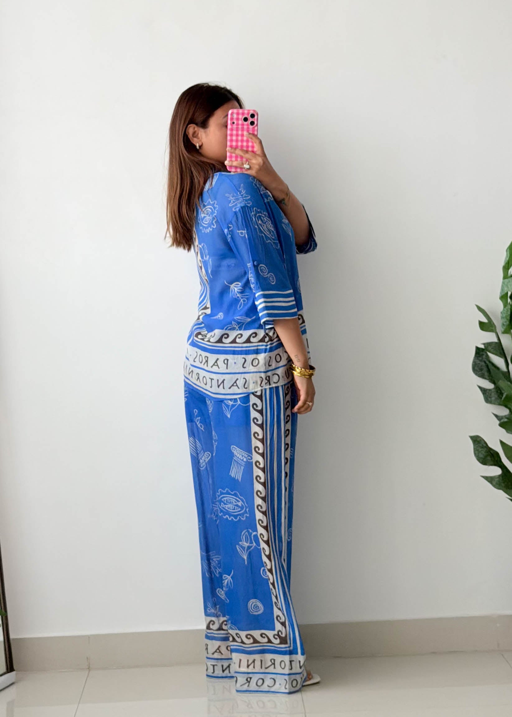 Size M / L-XL Blue Printed Co-Ord Set