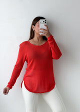 Size M-L Red Textured Knit Top