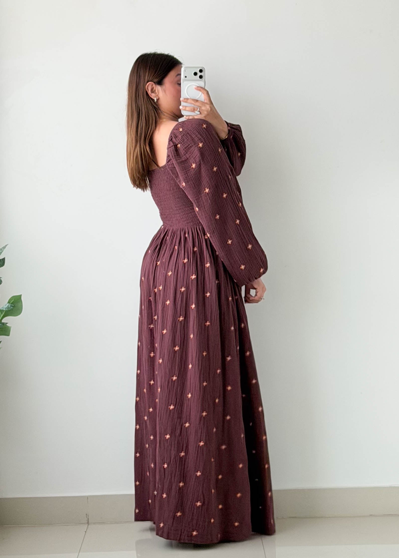 Size S-M Burgundy Embroidered Maxi Dress