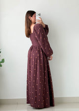 Size S-M Burgundy Embroidered Maxi Dress
