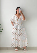 Size M-L White Embroidered Boho Maxi Dress
