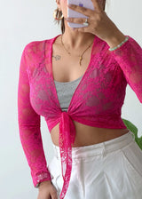 Size XS-M, Pink Sheer Tie-Up Top