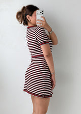 Size M-L Black & White Striped Knit Mini Dress