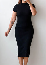 Size S-M Black High Neck Midi Dress