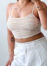 Size XS-S Cream Ruched Cami Crop Top