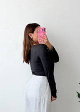 Size L-XL Black Square Neck Bodysuit