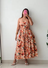 Size XS-S Peach Floral Maxi Dress