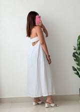 Size L White Smocked Maxi Dress