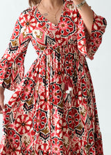 Size S-M Red Floral Print Maxi Dress