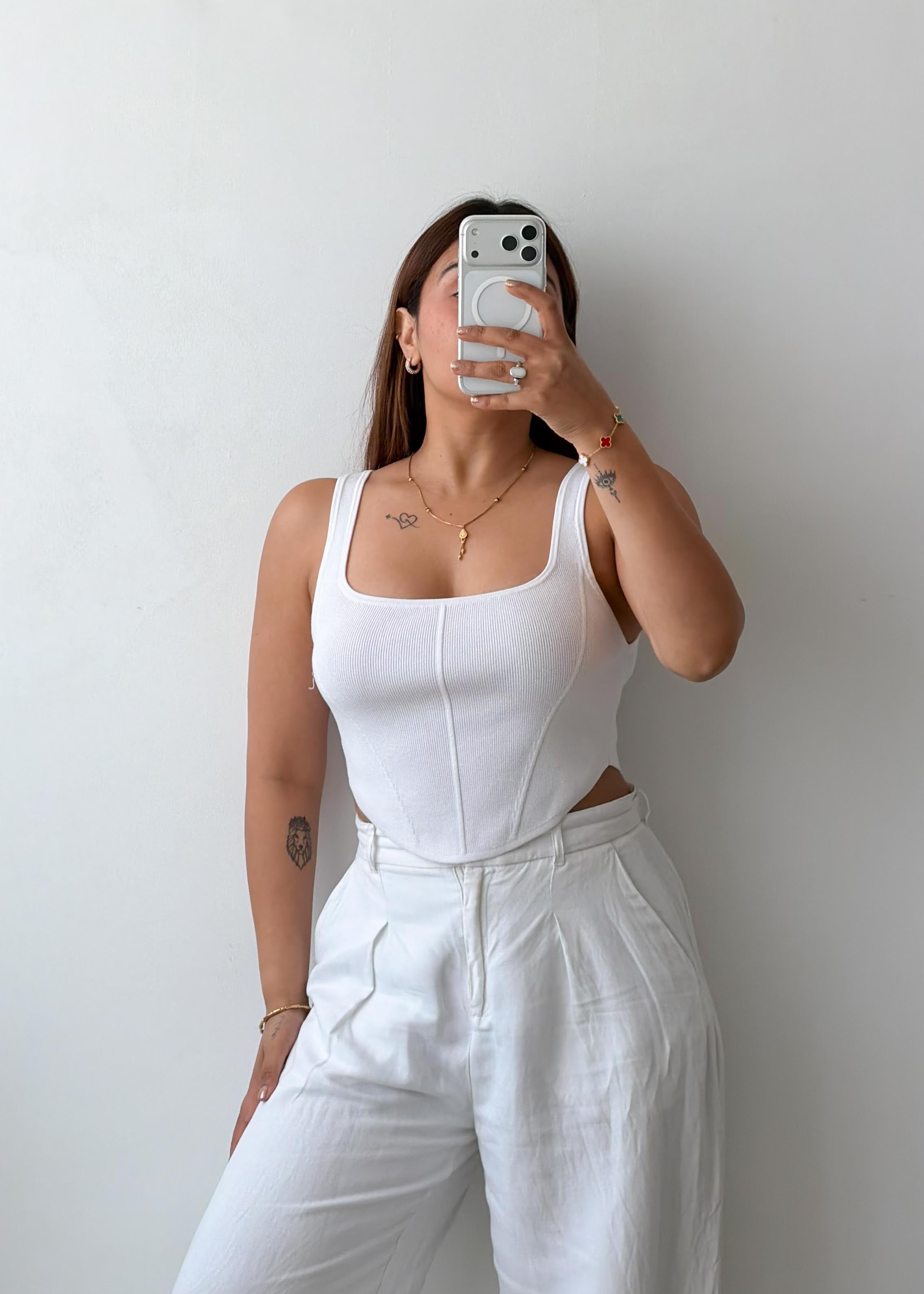 Size S-M White Cut-Out Corset Tank Top