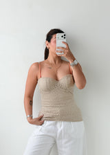 Size M-L Beige Lace Bustier Top