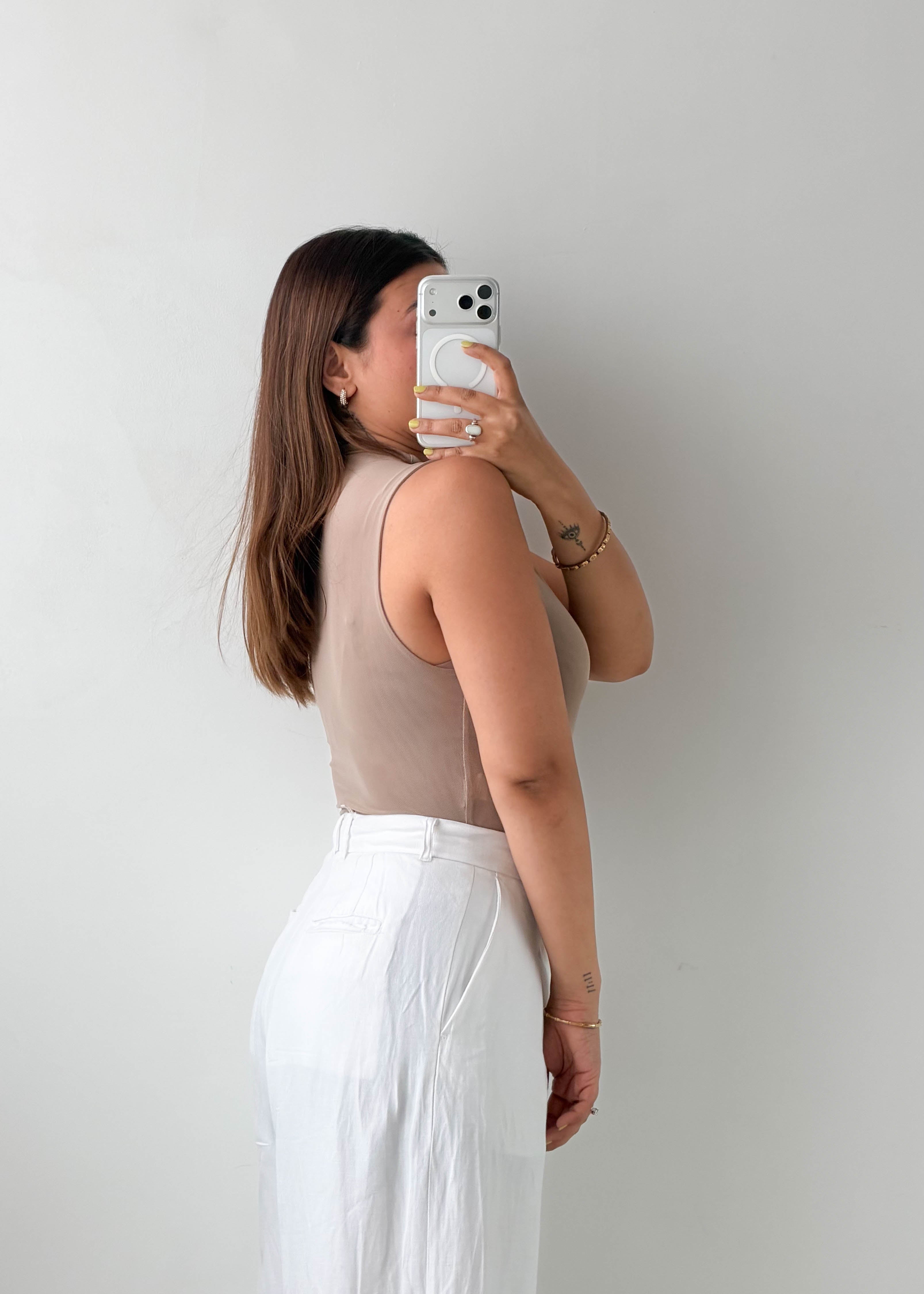 Size S-M Taupe High Neck Bodysuit