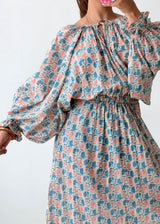 Size M-L Blue Floral Open Back Maxi Dress