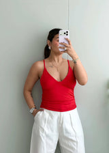 Size S-M, Red Wrap Style Camisole Top - Closet by Payal