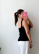 Size M-L Black Square Neck Top
