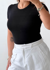 Size XS-S Black Crew Neck Bodysuit