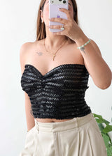 Size S-M, Black Textured Tube Top