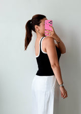 Size S-M Black Contrast Trim Tank Top
