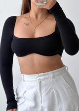 Size XS-S Black Cut-Out Long Sleeve Top