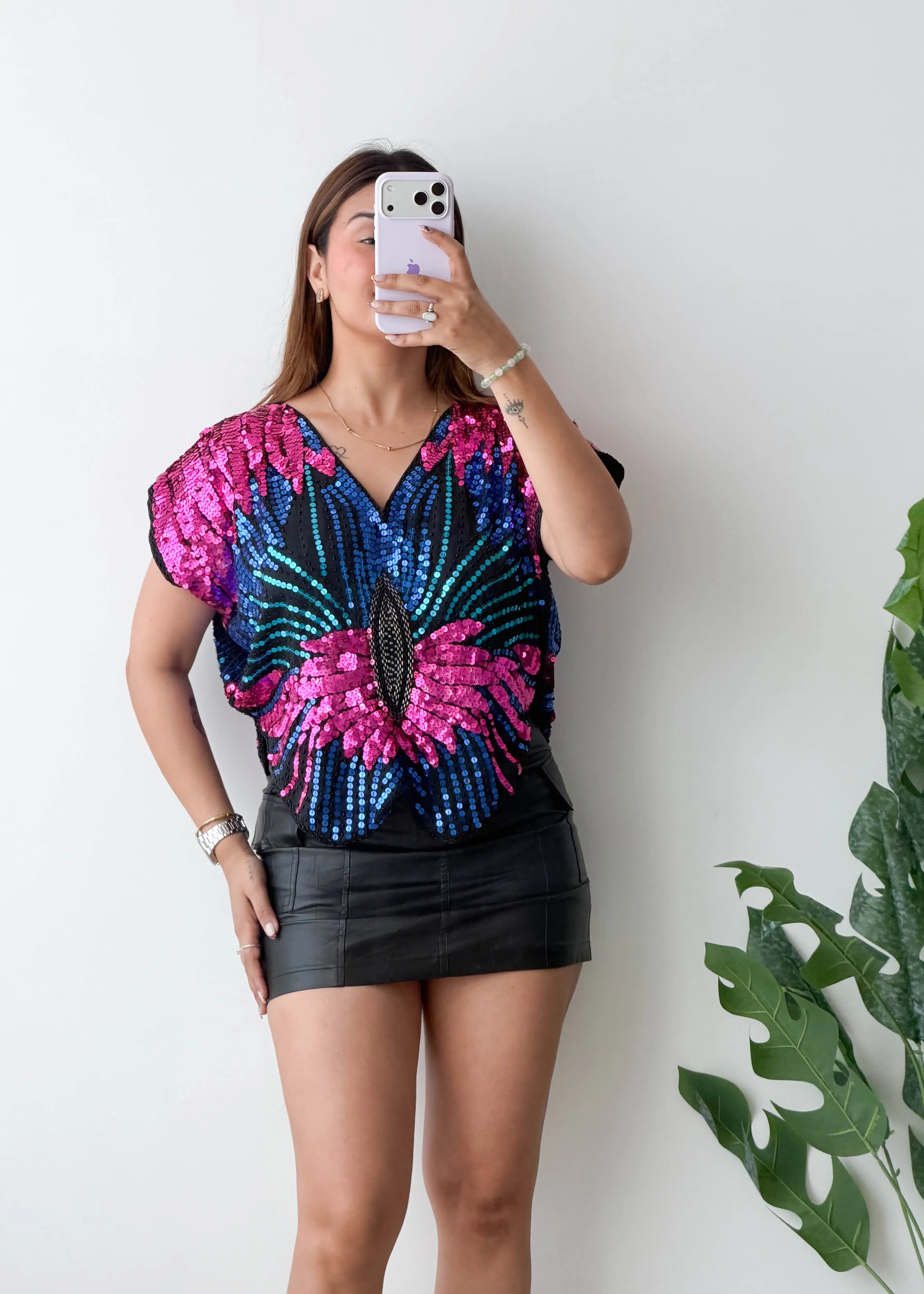 Size S-M, Multicolor Sequin Statement Top