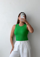 Size XS-S Green Ribbed Tank Top