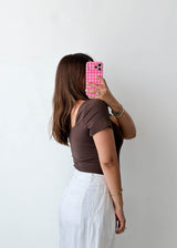 Size L Chocolate Square Neck Bodysuit